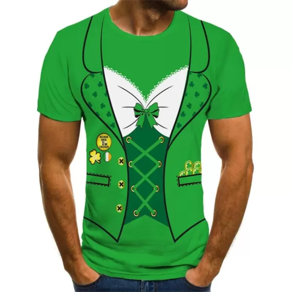 KYKU St Patricks Day Tshirt Men Leprechaun Costume Green Tuxedo T Shirt Irish Shamrock Clothing