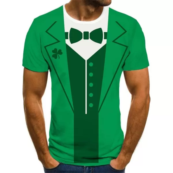 KYKU St Patricks Day Tshirt Men Leprechaun Costume Green Tuxedo T Shirt Irish Shamrock Clothing
