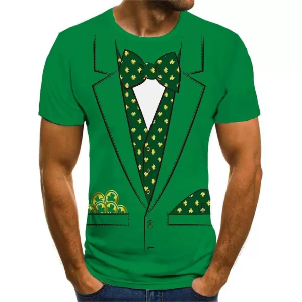 KYKU St Patricks Day Tshirt Men Leprechaun Costume Green Tuxedo T Shirt Irish Shamrock Clothing