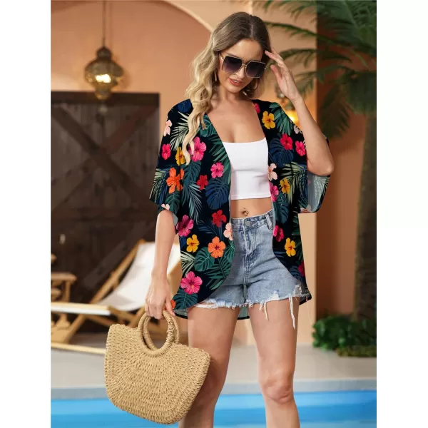 KYKU Summer Kimonos for Women Casual Hawaiian Tropical Floral Tops