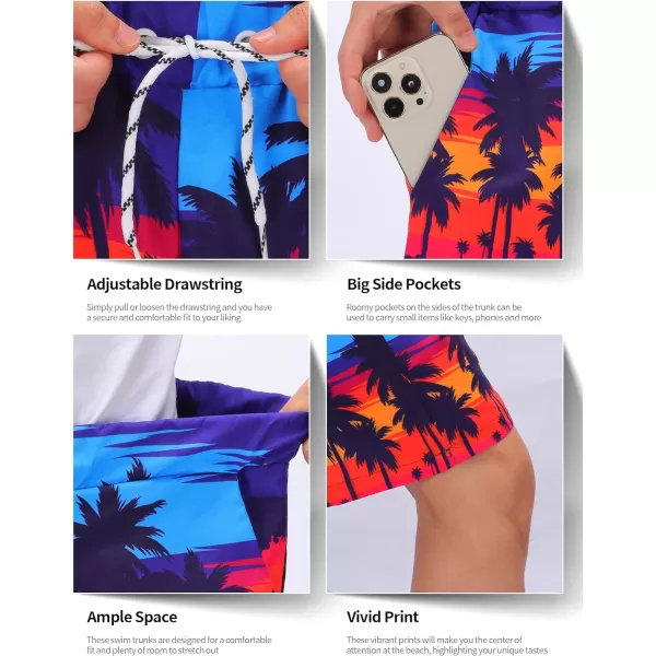 KYKU Swimming Trunks Men Swim Shorts Swimwear Beachwear Board Shorts with Pocket