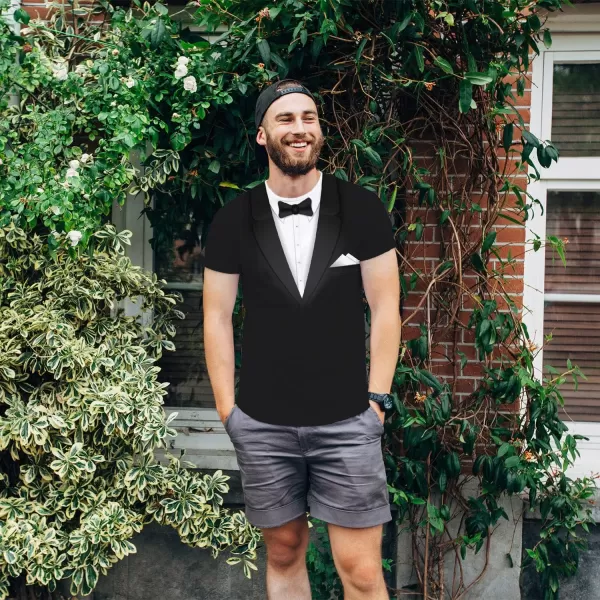 KYKU Tuxedo T-Shirts for Men Suit Tshirt Tux Costume T Shirts