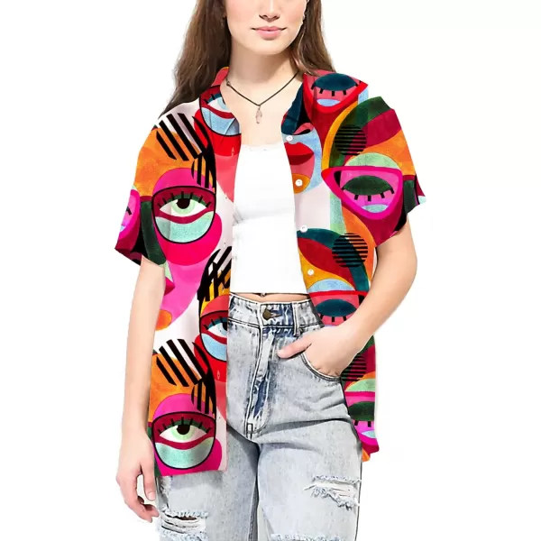 KYKU Womens Button Down Hawaiian Shirt Casual Fashion Shirts Summer Blouses