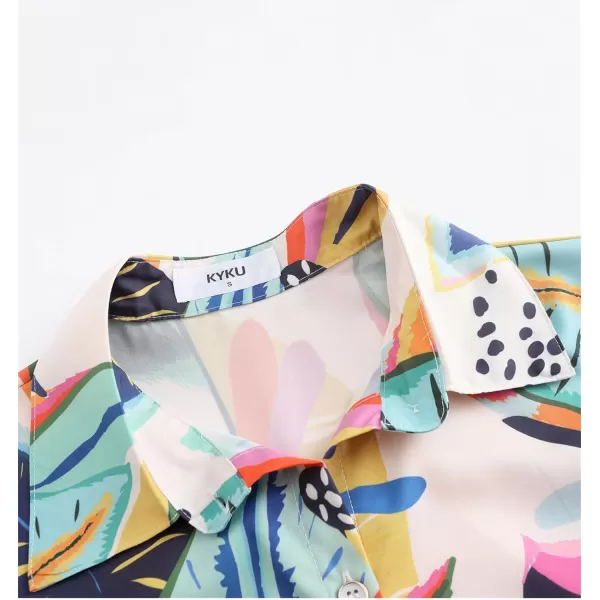 KYKU Womens Button Down Hawaiian Shirt Casual Fashion Shirts Summer Blouses