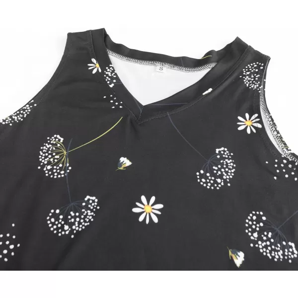 KYKU Women's Tank Top Summer Sleeveless T Shirt Casual V Neck Curved Hem Blouses