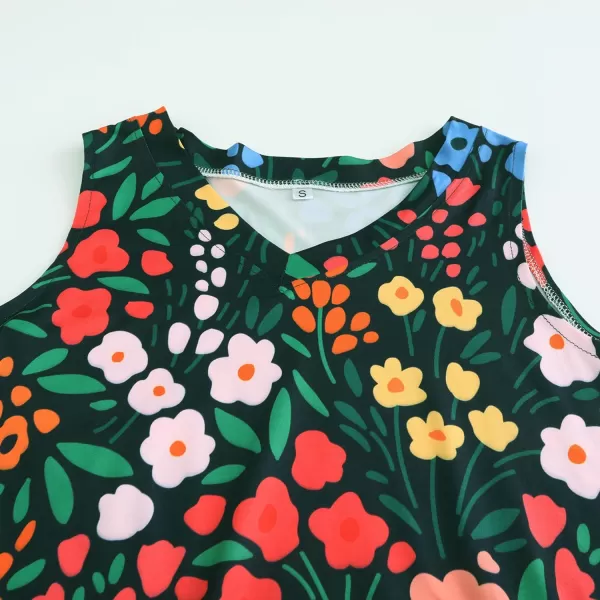 KYKU Women's Tank Top Summer Sleeveless T Shirt Casual V Neck Curved Hem Blouses