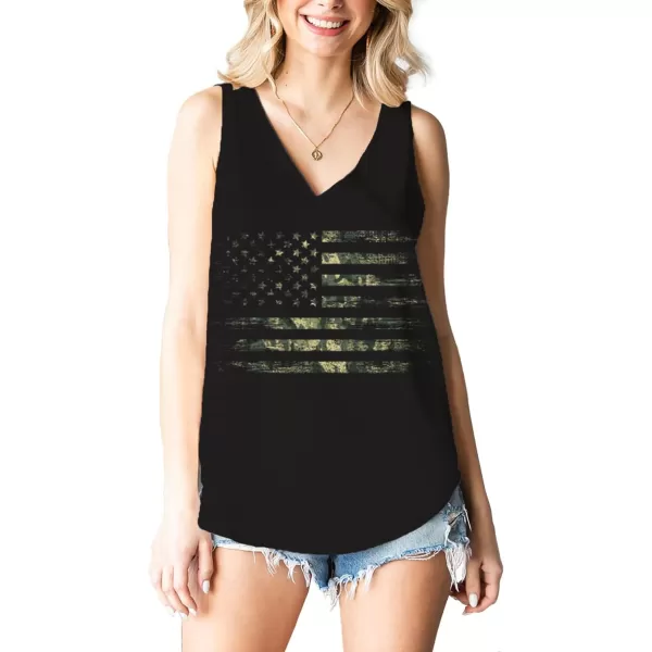 KYKU Women's Tank Top Summer Sleeveless T Shirt Casual V Neck Curved Hem Blouses