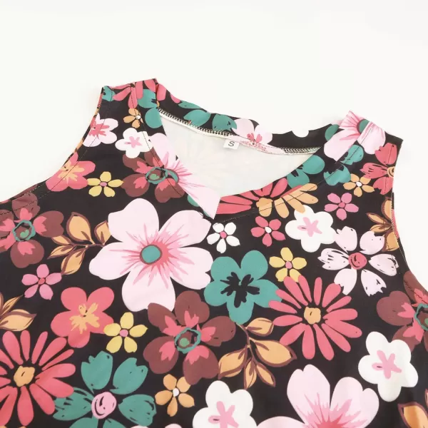 KYKU Women's Tank Top Summer Sleeveless T Shirt Casual V Neck Curved Hem Blouses