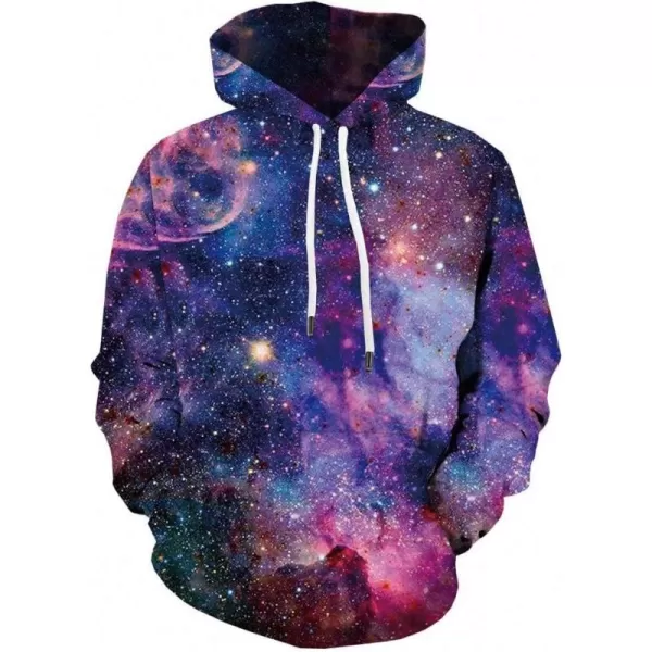 KYKU 3D Galaxy Hoodie Men Space Sweatshirts Long Sleeves Print Drawstring Hooded