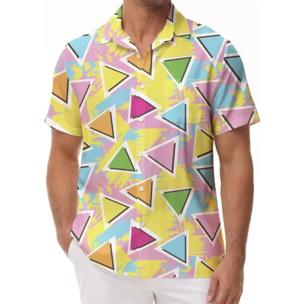 KYKU 80s Costume 90s Clothes Hawaiian Shirt for Men Button Down Shirts Short Sleeve Retro Disco Outfits