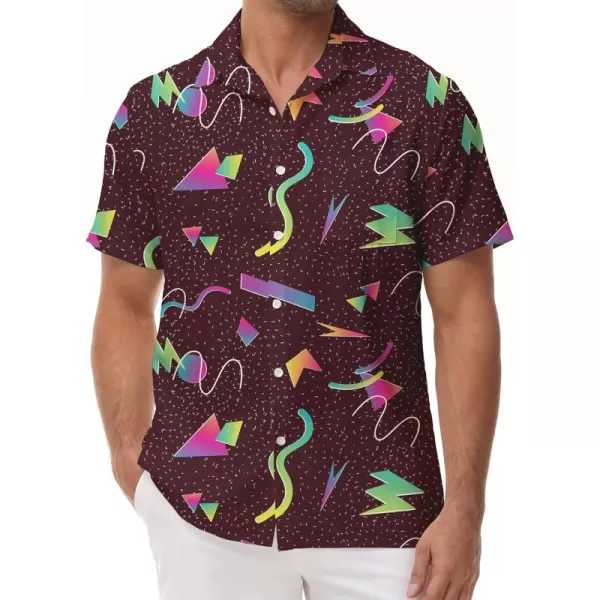 KYKU 80s Costume 90s Clothes Hawaiian Shirt for Men Button Down Shirts Short Sleeve Retro Disco Outfits