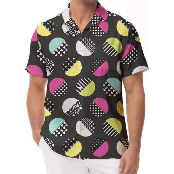 KYKU 80s Costume 90s Clothes Hawaiian Shirt for Men Button Down Shirts Short Sleeve Retro Disco Outfits