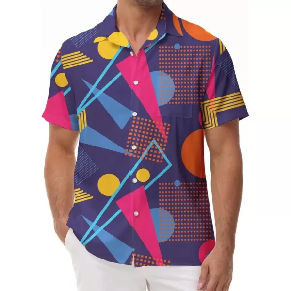 KYKU 80s Costume 90s Clothes Hawaiian Shirt for Men Button Down Shirts Short Sleeve Retro Disco Outfits