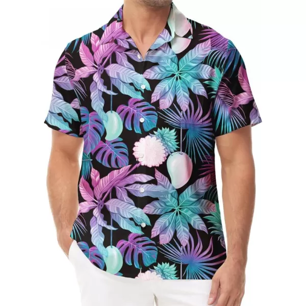 KYKU 80s Costume 90s Clothes Hawaiian Shirt for Men Button Down Shirts Short Sleeve Retro Disco Outfits