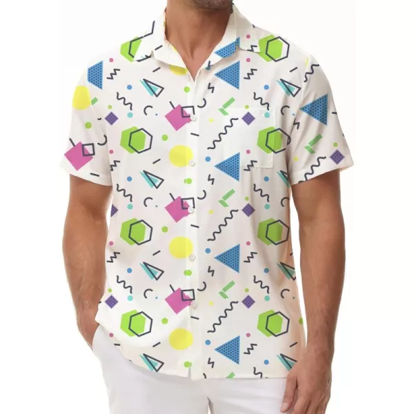 KYKU 80s Costume 90s Clothes Hawaiian Shirt for Men Button Down Shirts Short Sleeve Retro Disco Outfits