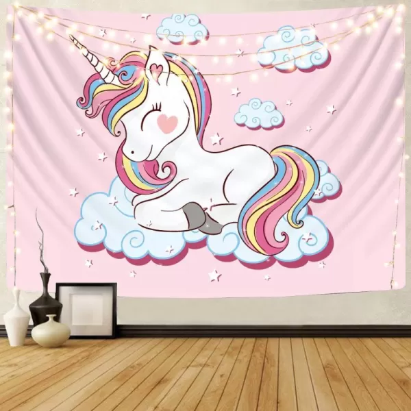 KYKU Fairy Tale World Tapestry Unicorn Tapestry Wall Hanging Magical Forest Tapestry Fantasy Animals Rainbow Waterfall Tapestries Hanging for Bedroom Decor Living Room 