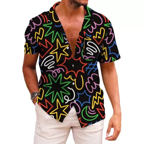 KYKU Funky Hawaiian Shirt for Men Palm Beach Shirts Tropical Vacation Shirts