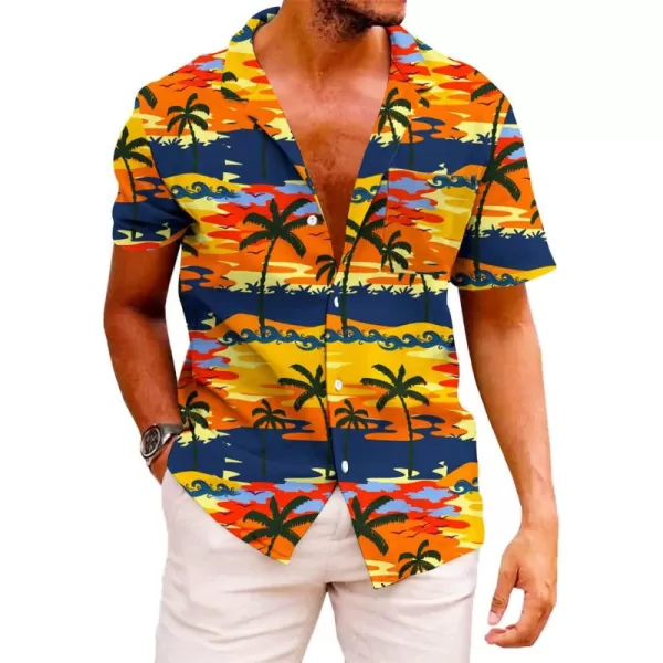 KYKU Funky Hawaiian Shirt for Men Palm Beach Shirts Tropical Vacation Shirts