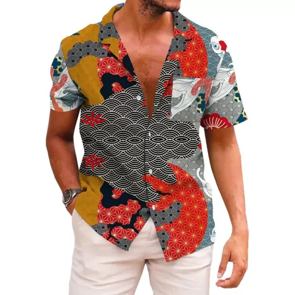 KYKU Funky Hawaiian Shirt for Men Palm Beach Shirts Tropical Vacation Shirts