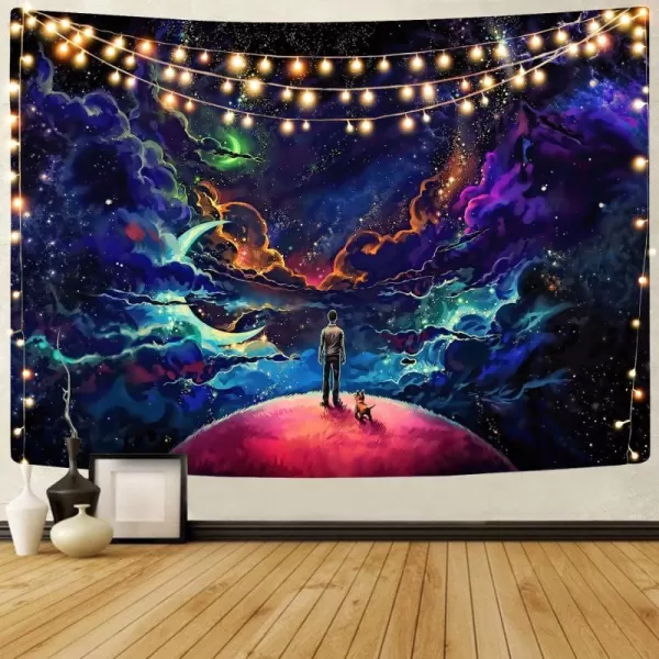 KYKU Galaxy Tapestry Wall Hanging Purple Outer Space Tapestry Cool Trippy Nebula Universe Tapestries for Bedroom Living Room Dorm Decor 