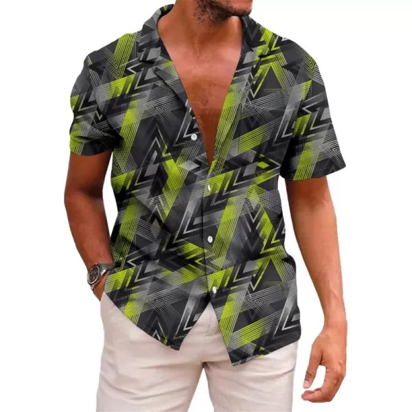 KYKU Hawaiian Shirt for Men Short Sleeve Button Down Summer Clothing Vacation Beach Shirts Stripe with Pockets