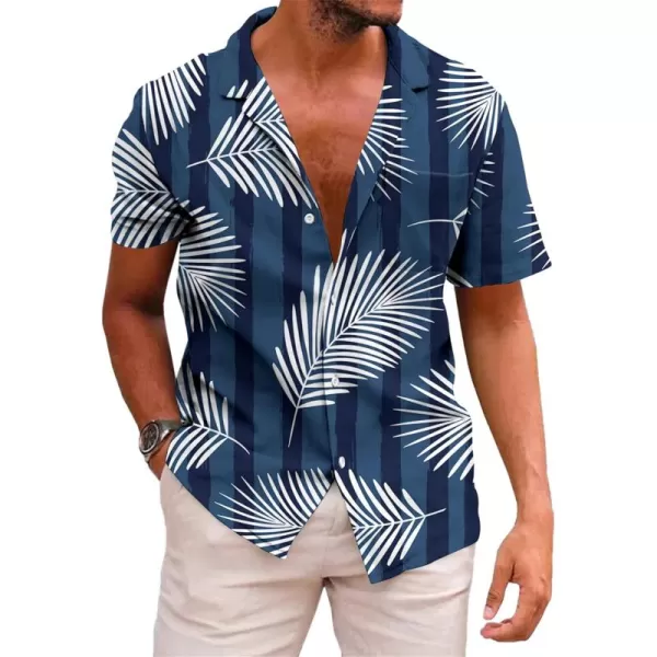 KYKU Hawaiian Shirt for Men Short Sleeve Button Down Summer Clothing Vacation Beach Shirts Stripe with Pockets