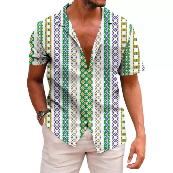 KYKU Hawaiian Shirt for Men Short Sleeve Button Down Summer Clothing Vacation Beach Shirts Stripe with Pockets