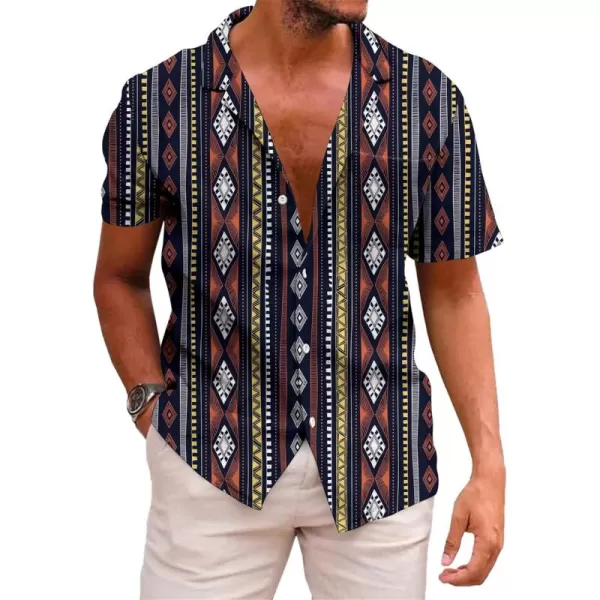 KYKU Hawaiian Shirt for Men Short Sleeve Button Down Summer Clothing Vacation Beach Shirts Stripe with Pockets