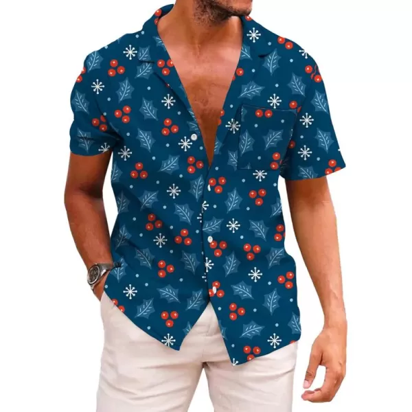 KYKU Hawaiian Shirts for Men Santa Claus Party Casual Button Down Short Sleeve Shirt with Pocket