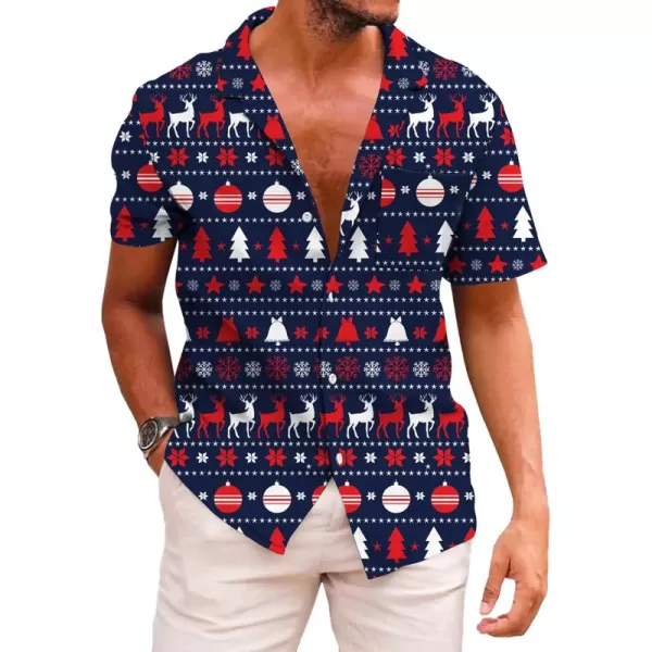 KYKU Hawaiian Shirts for Men Santa Claus Party Casual Button Down Short Sleeve Shirt with Pocket