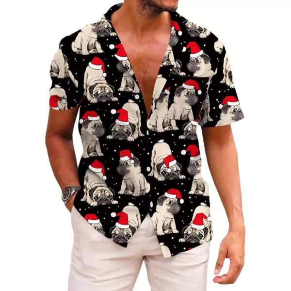 KYKU Hawaiian Shirts for Men Santa Claus Party Casual Button Down Short Sleeve Shirt with Pocket