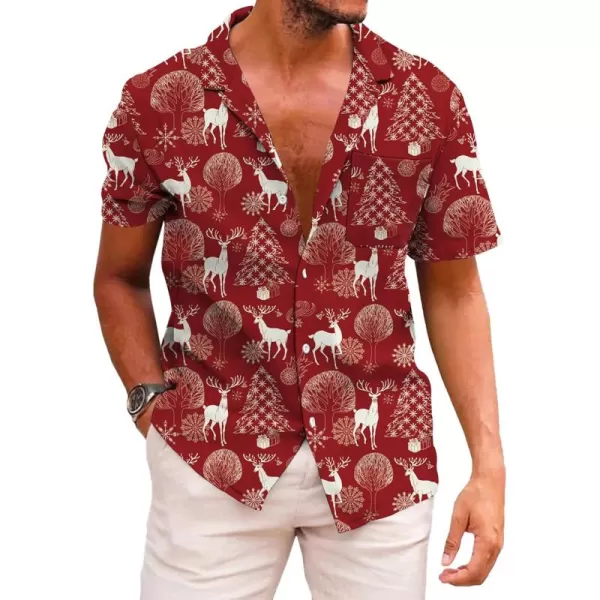 KYKU Hawaiian Shirts for Men Santa Claus Party Casual Button Down Short Sleeve Shirt with Pocket
