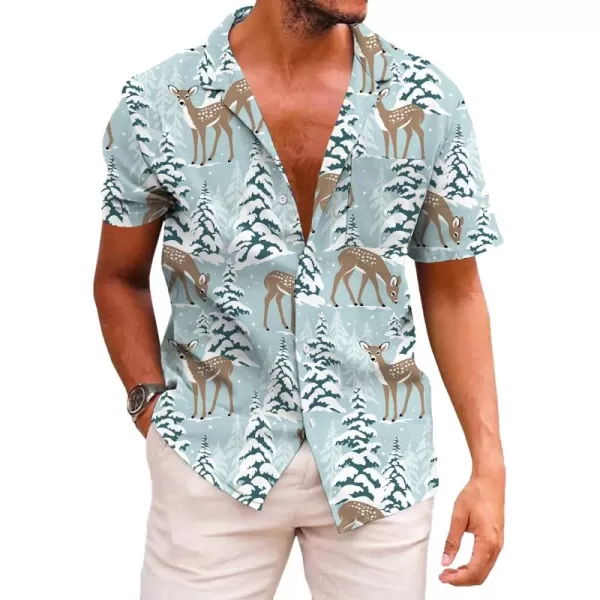 KYKU Hawaiian Shirts for Men Santa Claus Party Casual Button Down Short Sleeve Shirt with Pocket