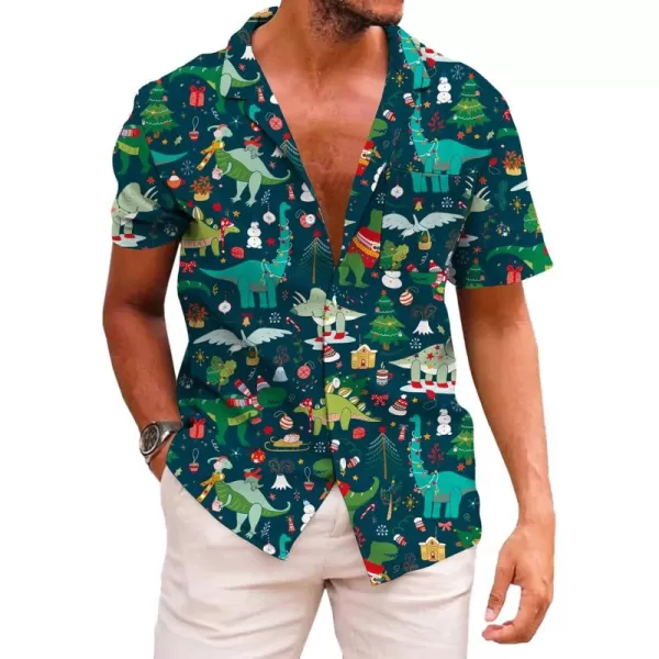 KYKU Hawaiian Shirts for Men Santa Claus Party Casual Button Down Short Sleeve Shirt with Pocket