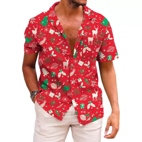 KYKU Hawaiian Shirts for Men Santa Claus Party Casual Button Down Short Sleeve Shirt with Pocket
