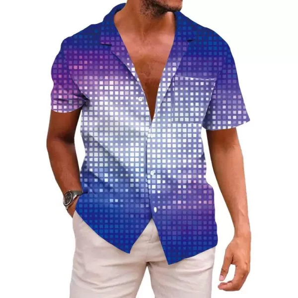 KYKU Men's 70's Disco Shirt Vintage Button Up Shirts Short Sleeve