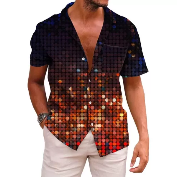 KYKU Men's 70's Disco Shirt Vintage Button Up Shirts Short Sleeve