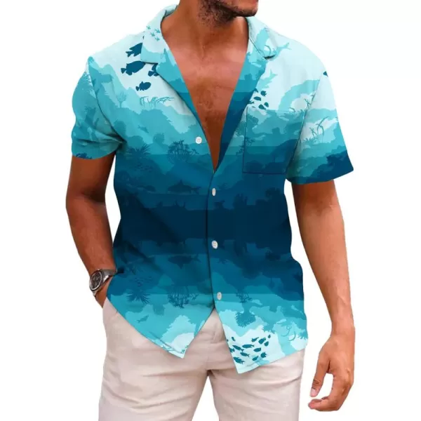 KYKU Men's Casual Button-Down Shirts Hawaiian Shirt Short Sleeve Beach Clothes with Pockets