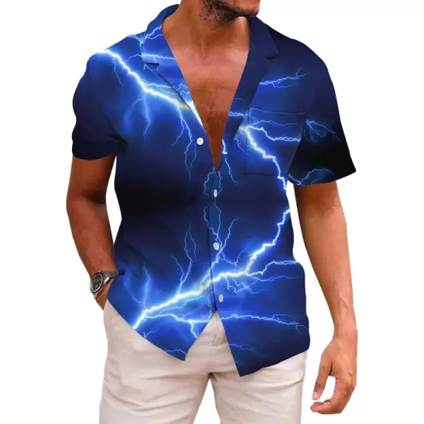 KYKU Men's Casual Button-Down Shirts Hawaiian Shirt Short Sleeve Beach Clothes with Pockets