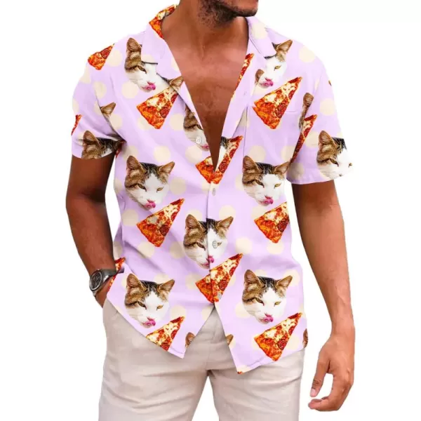 KYKU Men's Casual Button-Down Shirts Hawaiian Shirt Short Sleeve Beach Clothes with Pockets