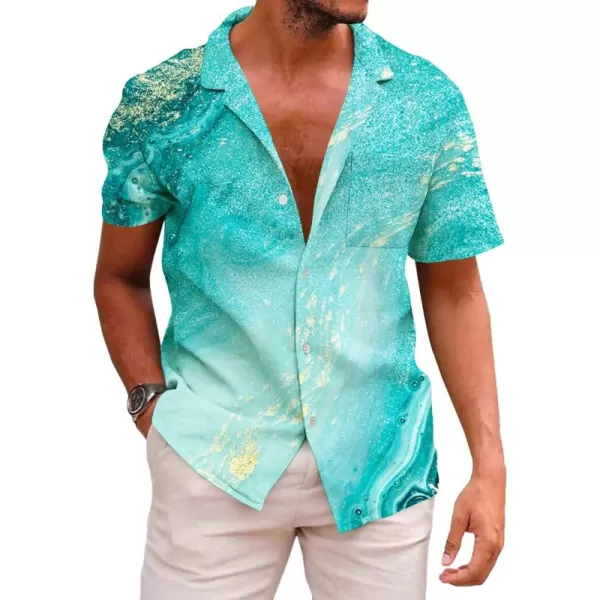 KYKU Men's Casual Button-Down Shirts Hawaiian Shirt Short Sleeve Beach Clothes with Pockets