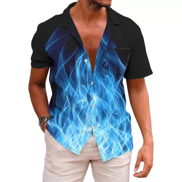 KYKU Men's Casual Button-Down Shirts Hawaiian Shirt Short Sleeve Beach Clothes with Pockets