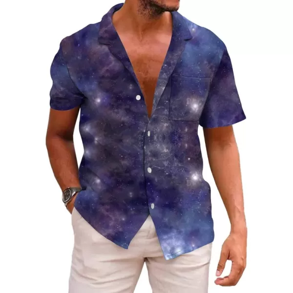 KYKU Men's Casual Button-Down Shirts Hawaiian Shirt Short Sleeve Beach Clothes with Pockets