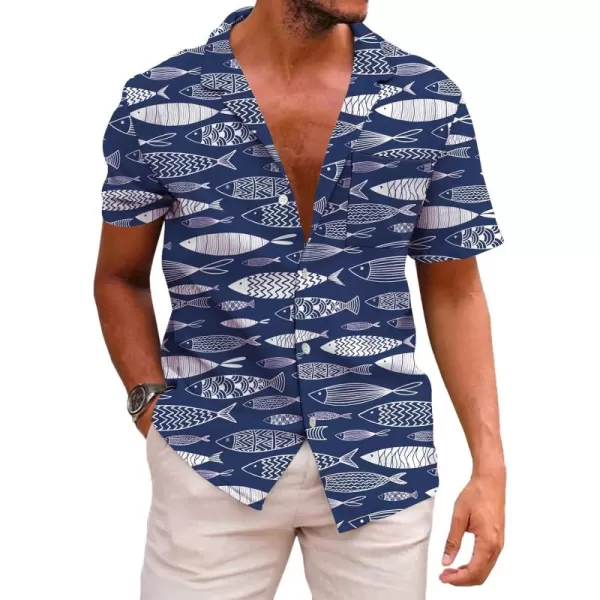 KYKU Men's Casual Button-Down Shirts Hawaiian Shirt Short Sleeve Beach Clothes with Pockets