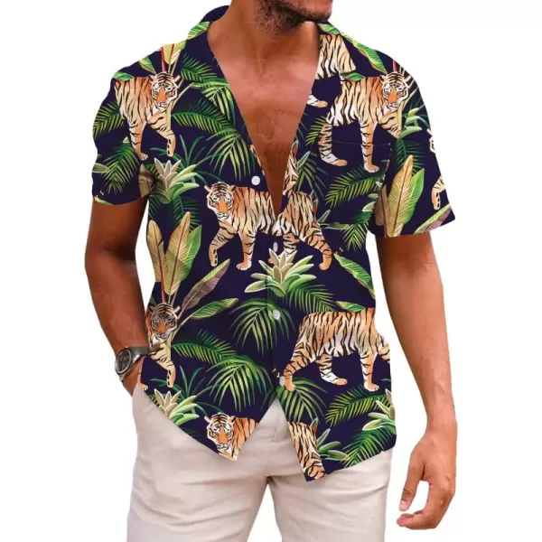 KYKU Men's Casual Button-Down Shirts Hawaiian Shirt Short Sleeve Beach Clothes with Pockets