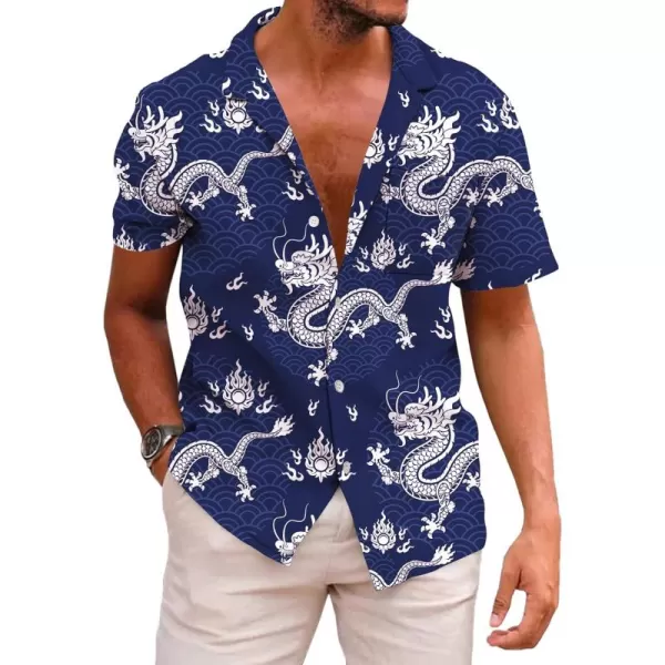 KYKU Men's Casual Button-Down Shirts Hawaiian Shirt Short Sleeve Beach Clothes with Pockets