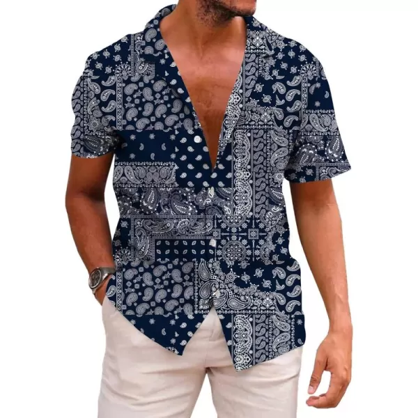 KYKU Men's Casual Button-Down Shirts Hawaiian Shirt Short Sleeve Beach Clothes with Pockets