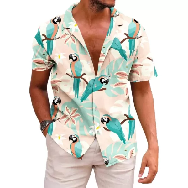 KYKU Men's Casual Button-Down Shirts Hawaiian Shirt Short Sleeve Beach Clothes with Pockets