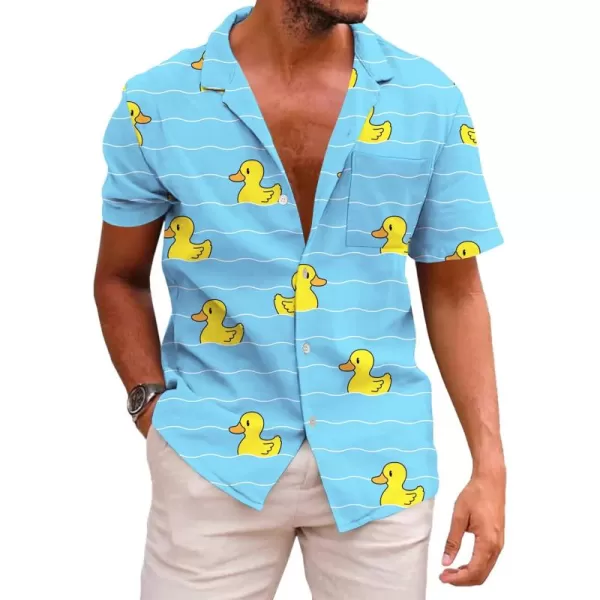 KYKU Men's Casual Button-Down Shirts Hawaiian Shirt Short Sleeve Beach Clothes with Pockets