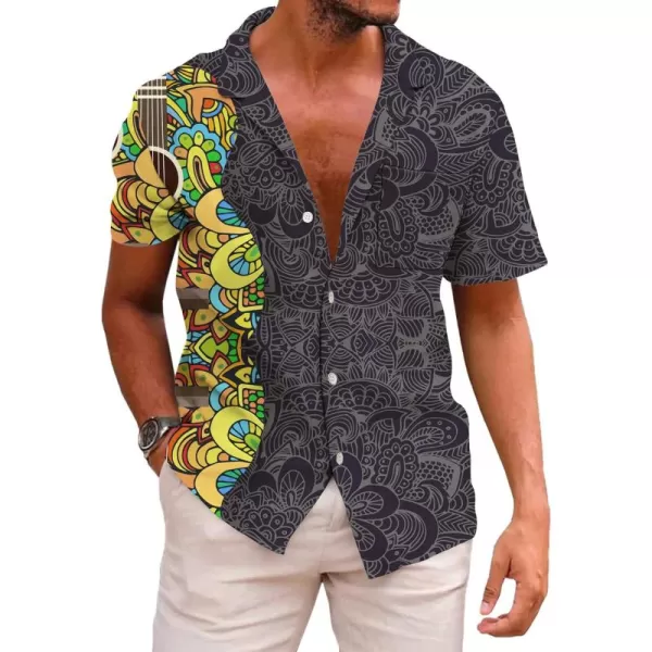 KYKU Men's Casual Button-Down Shirts Hawaiian Shirt Short Sleeve Beach Clothes with Pockets